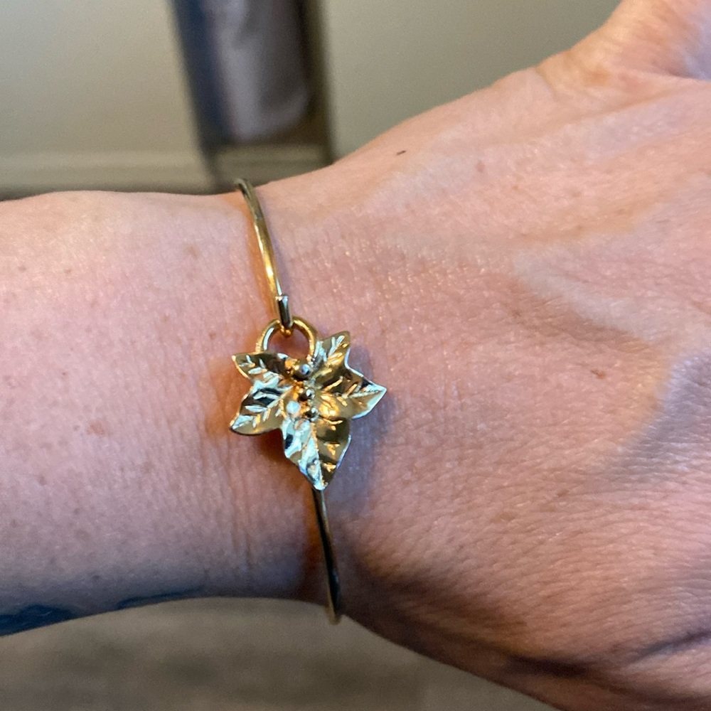Maple Leaf gold toned bangle bracelet